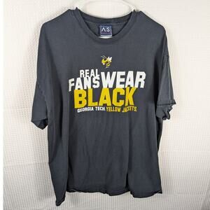 Georgia Tech Yellow Jackets XL Real Fans Wear Black T-Shirt AS Sports Cotton